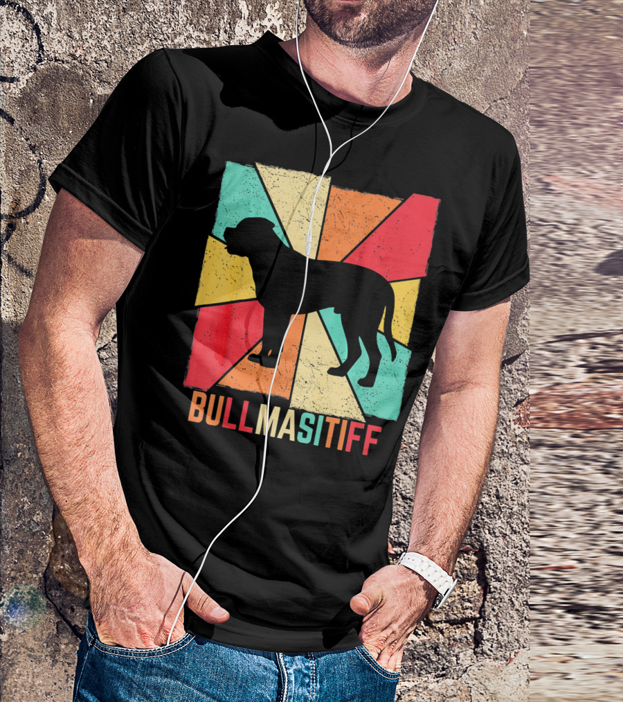 Vintage Retro Love Best Bullmastiff Dog T-Shirt