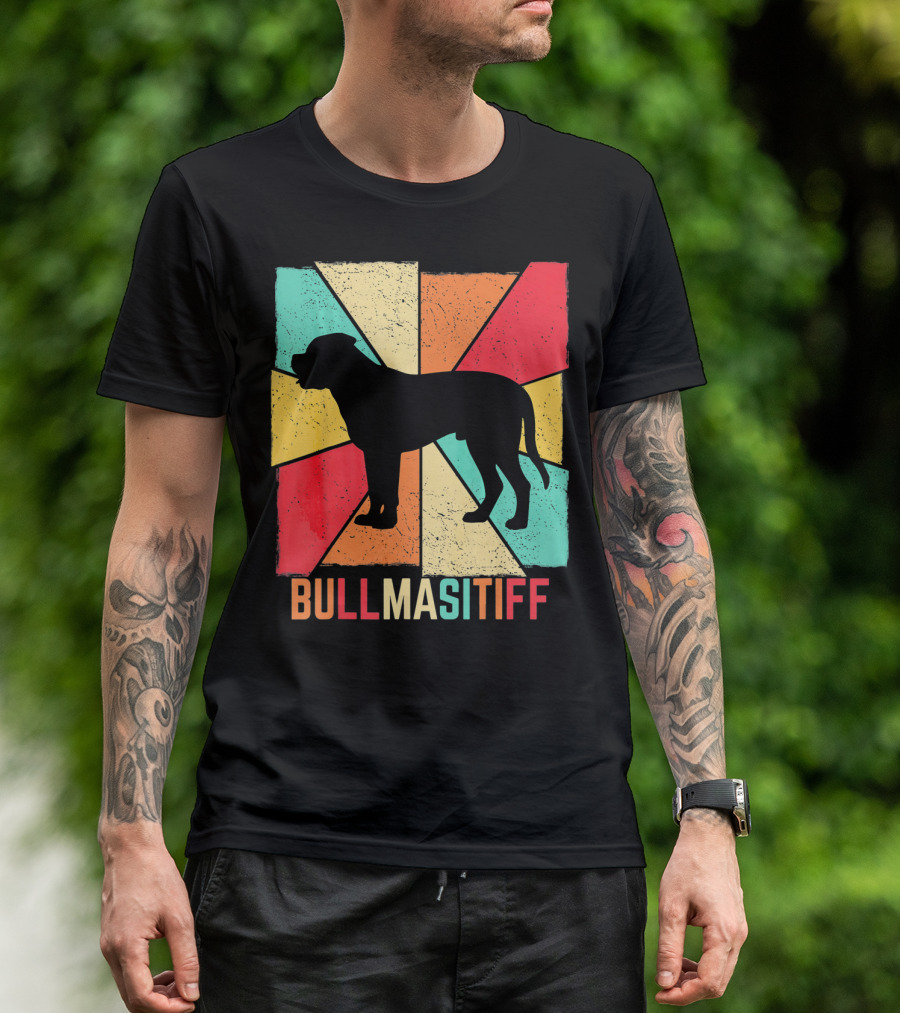 Vintage Retro Love Best Bullmastiff Dog T-Shirt