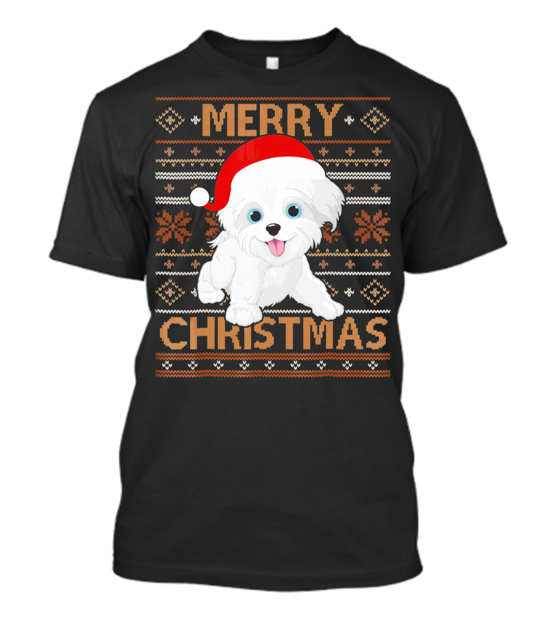 Merry Christmas Havanese Dog Santa Hat Festive T-Shirt