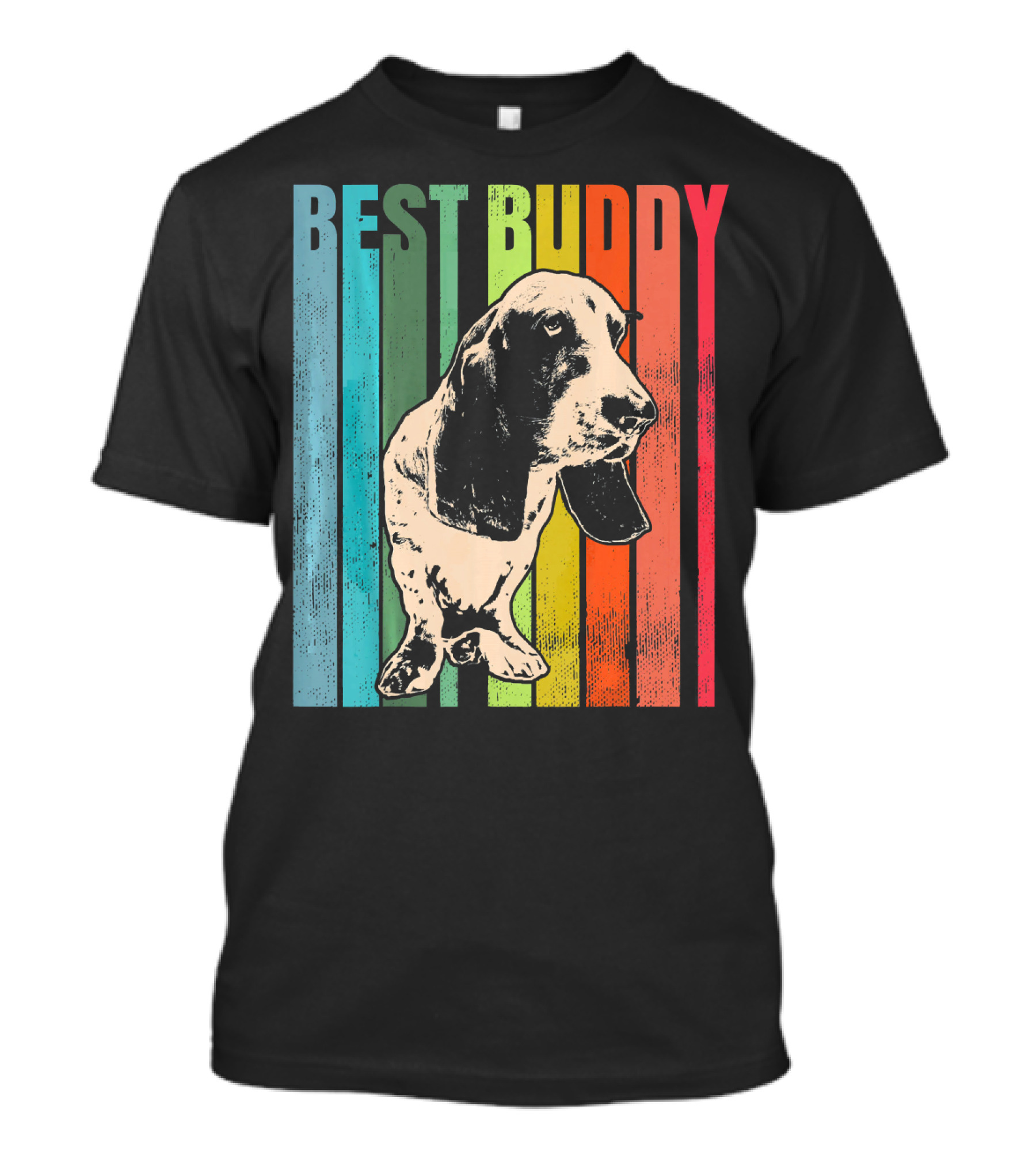 Best Buddy Vintage Basset Hound Retro Stripes T-Shirt
