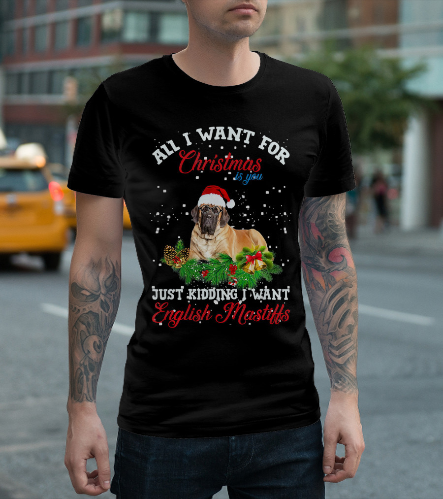 All I Want For Christmas Is You Just Kidding I Want English Mastiffs T-Shirt