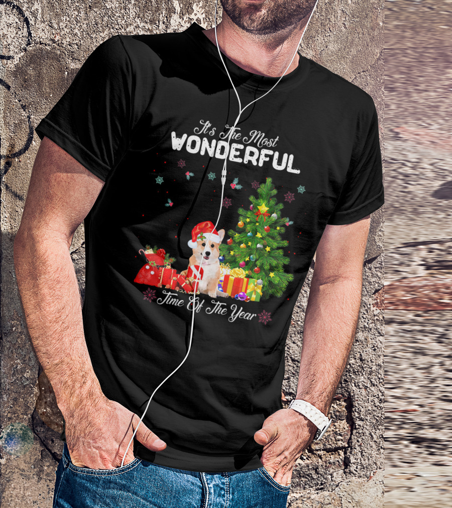 It's The Most Wonderful Time Of The Year Corgi Christmas Tree Snowflakes T-Shirt
