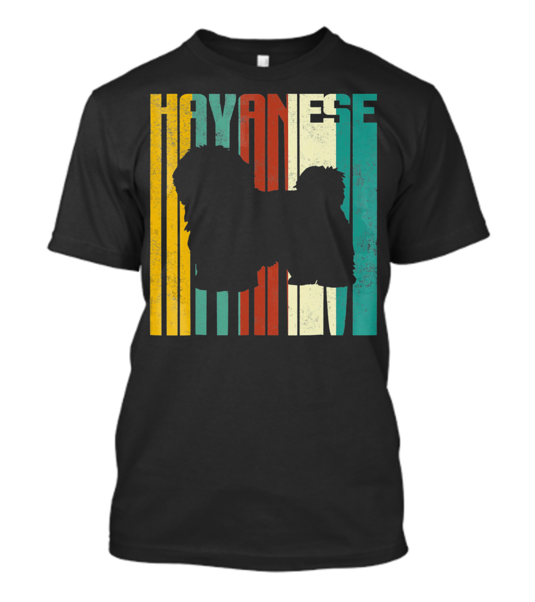 Vintage Havanese Silhouette Retro Stripes T-Shirt