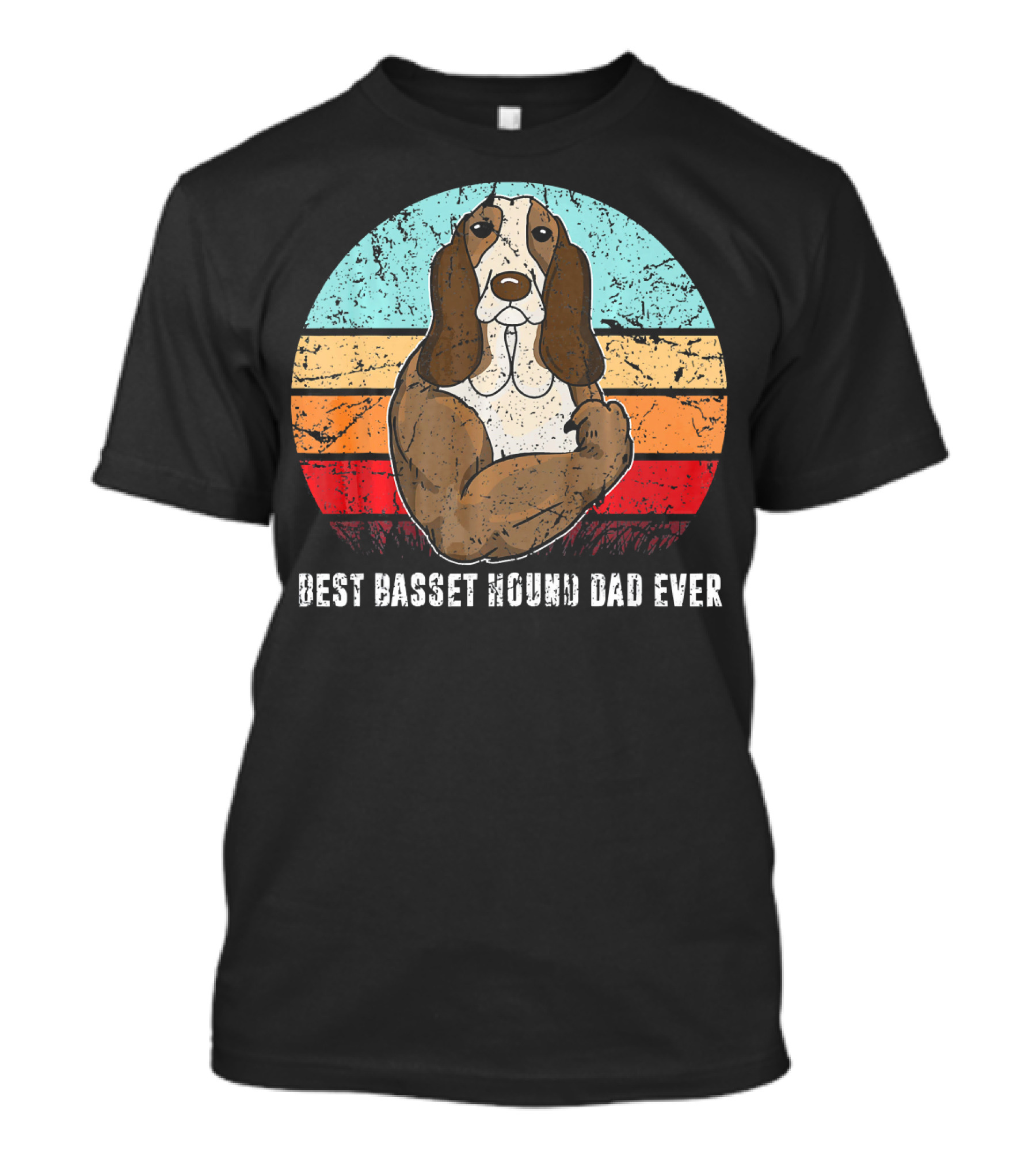 Best Basset Hound Dad Ever Retro Vintage Muscle Basset Hound T-Shirt