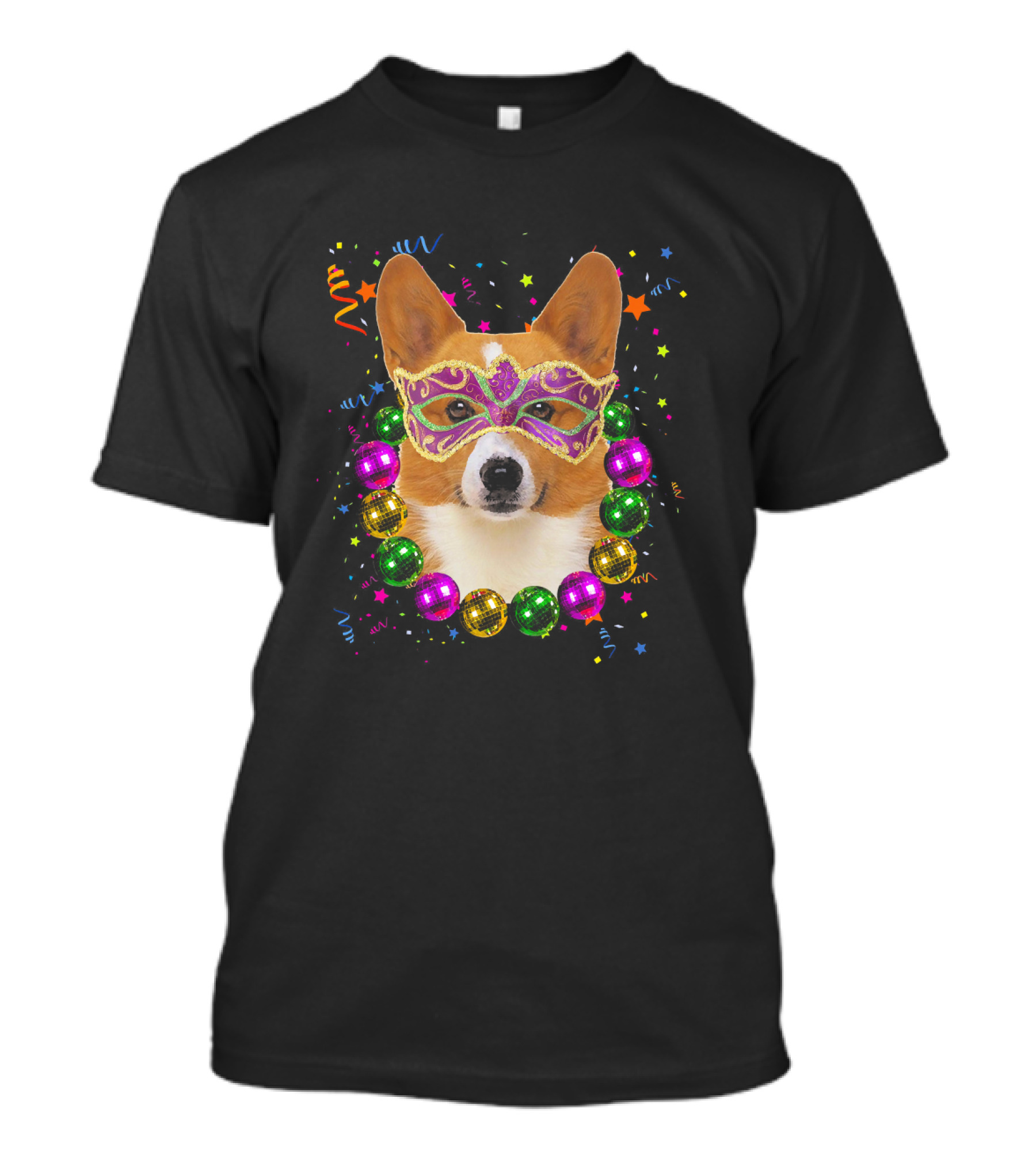 This Is My Mardi Gras Costume Corgi With Mask And Beads T-Shirt