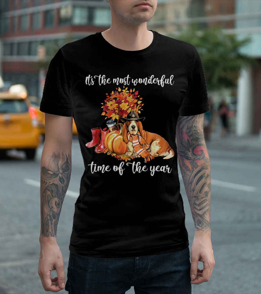 It's the Most Wonderful Time of the Year with Beautiful Basset Hound T-Shirt
