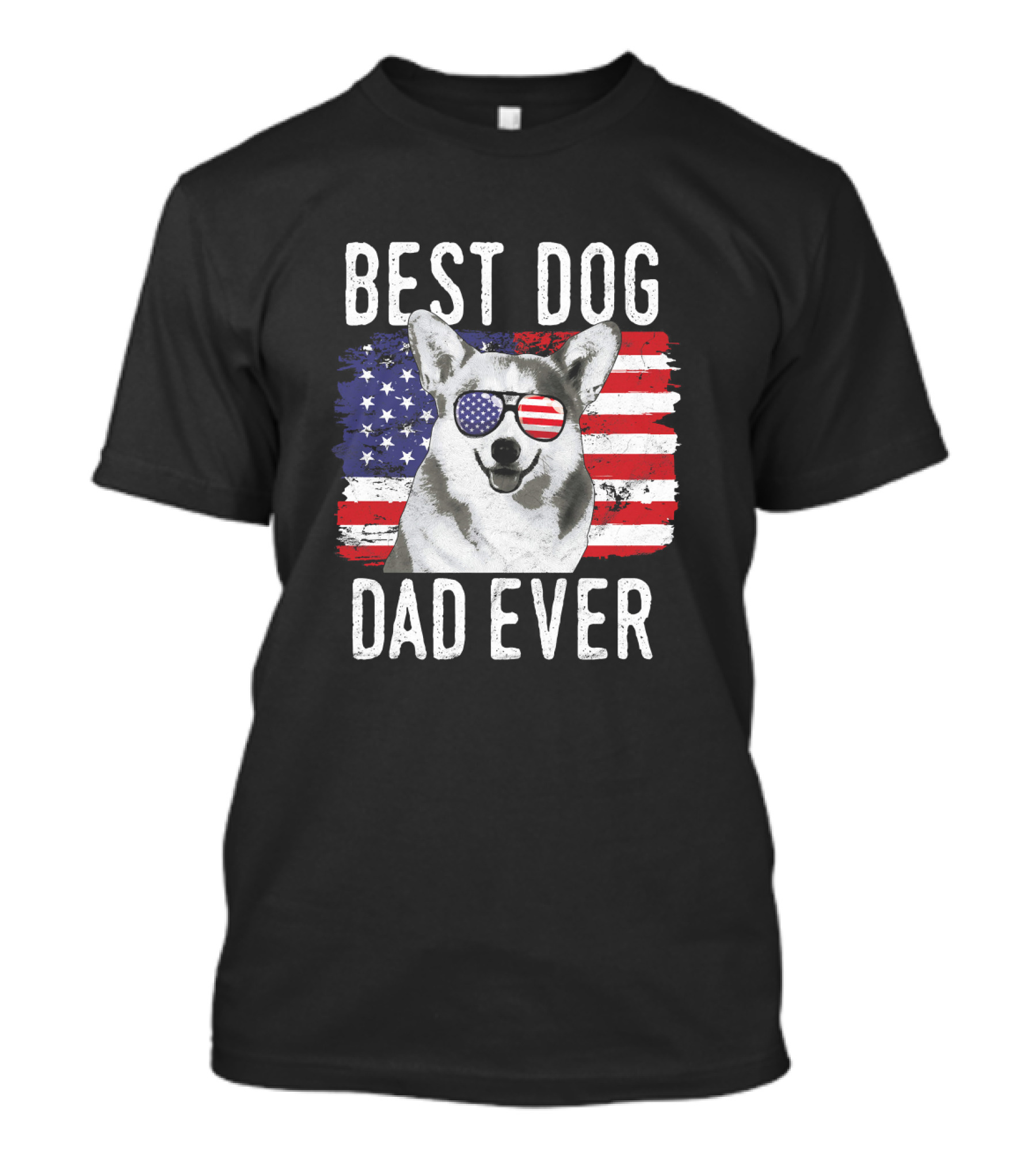 Best Dog Dad Ever American Flag Sunglasses Corgi T-Shirt