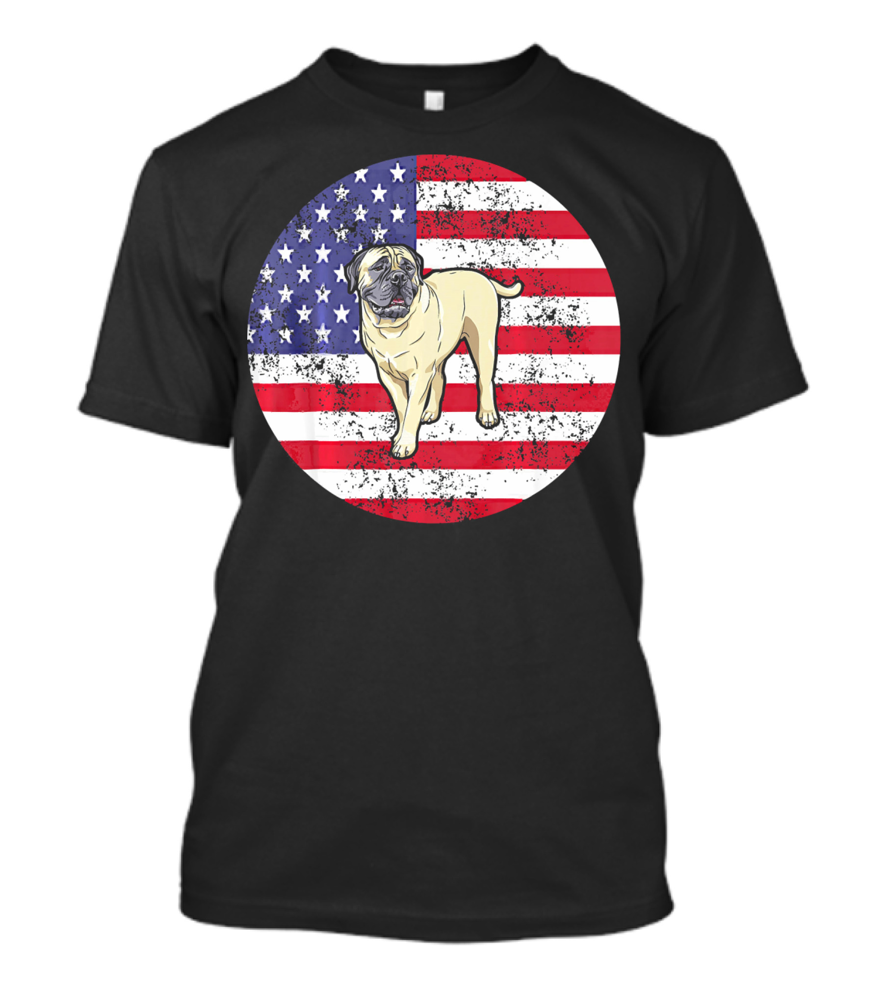 4th Of July American Flag Bull Dog T-Shirt