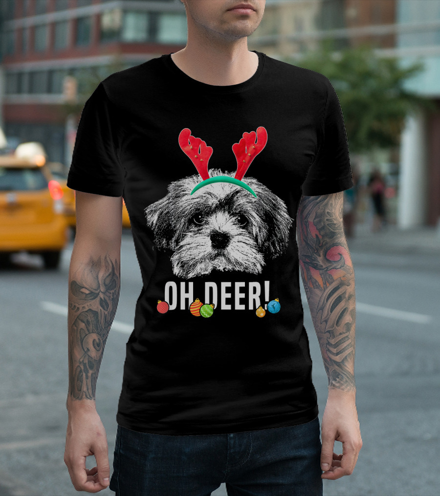 Oh Deer Funny Havanese Christmas Antlers T-Shirt