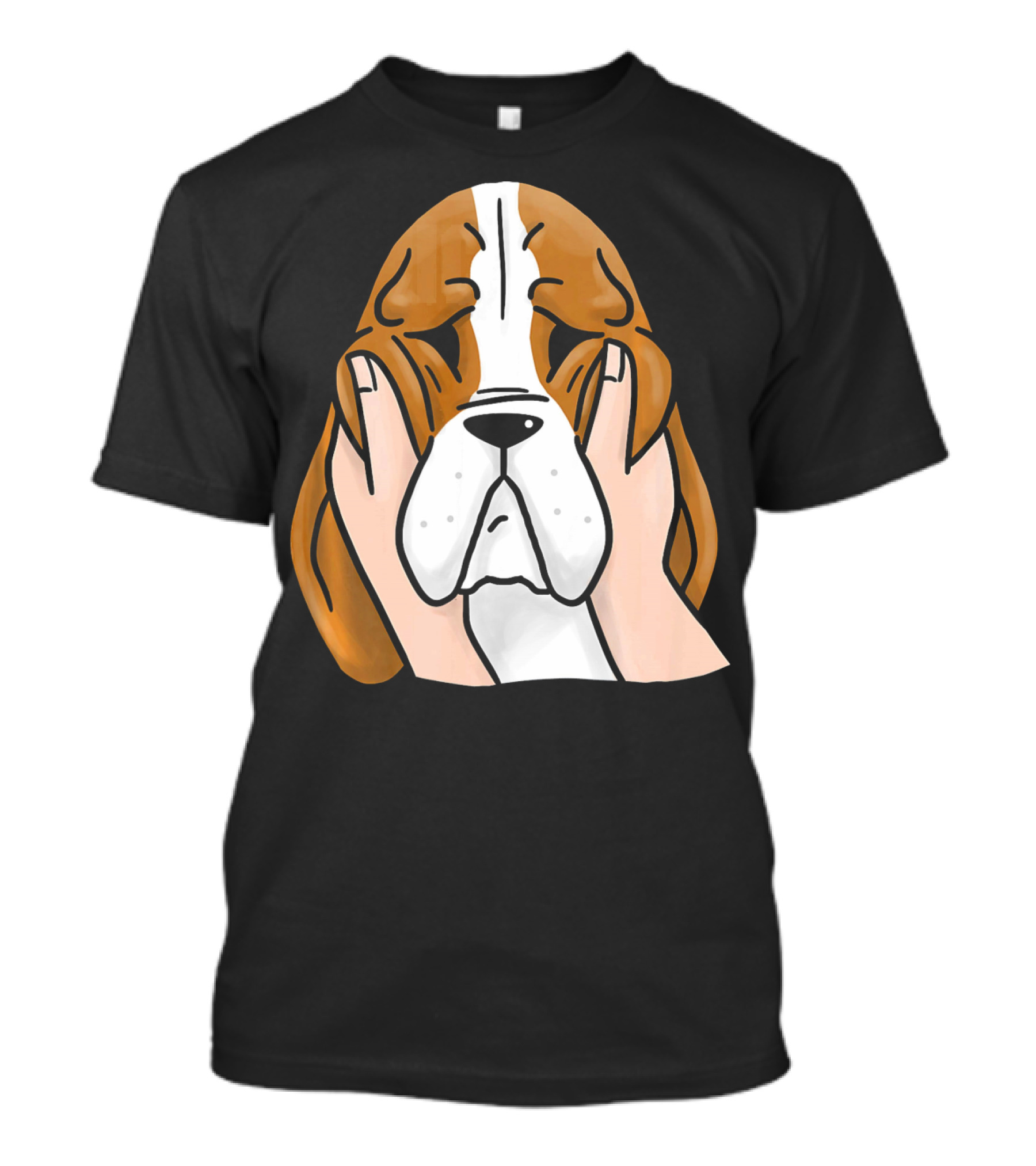 Basset Hound Chubby Cheeks Adorable Dog Face With Hands T-Shirt
