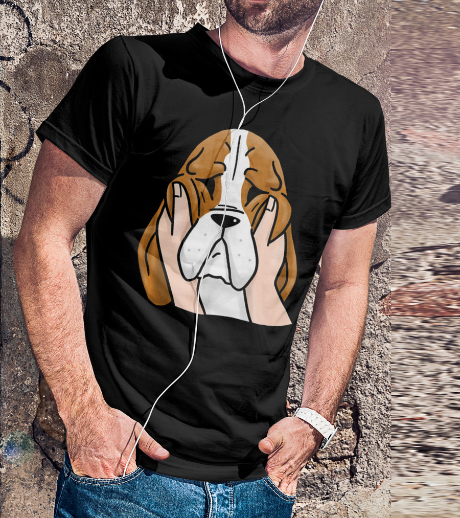 Basset Hound Chubby Cheeks Adorable Dog Face With Hands T-Shirt
