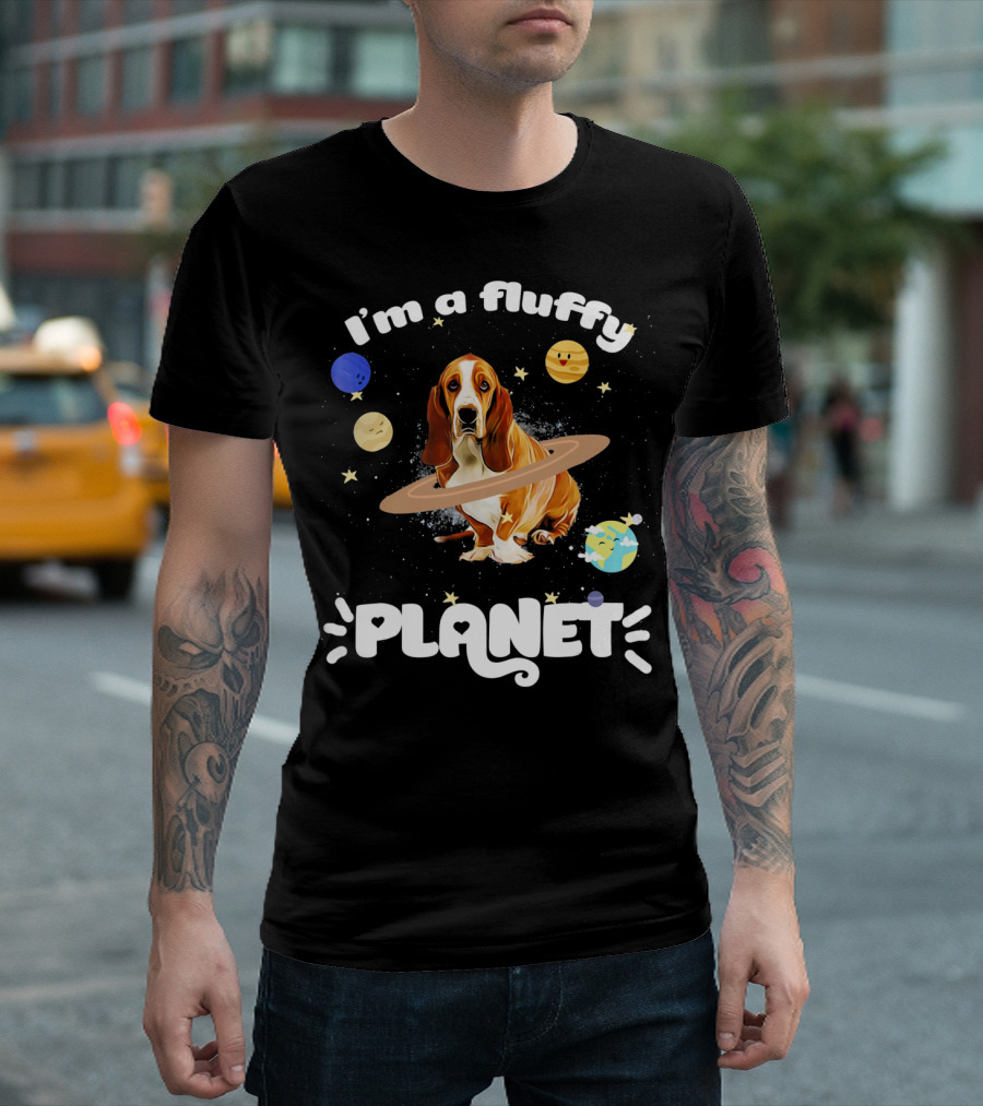 I'm a Fluffy Planet Basset Hound with Orbiting Planets T-Shirt