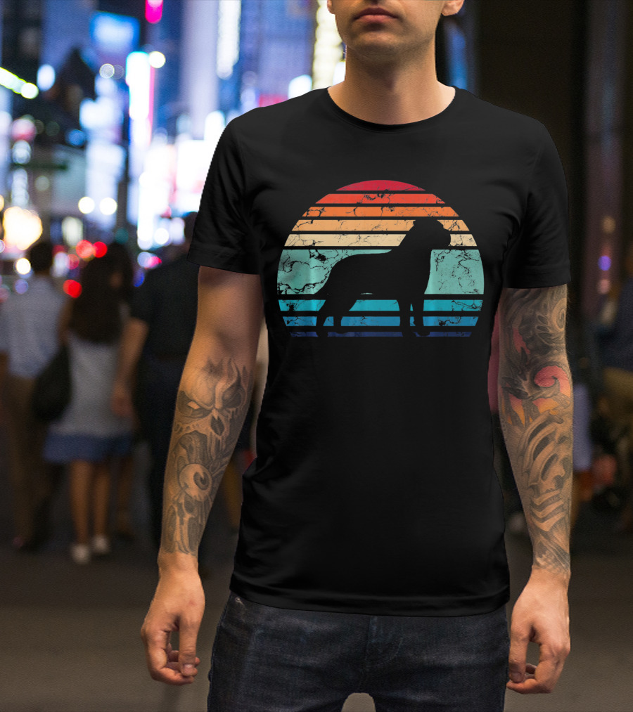 Vintage Bullmastiff Dog Lovers Retro Sunset Stripes T-Shirt