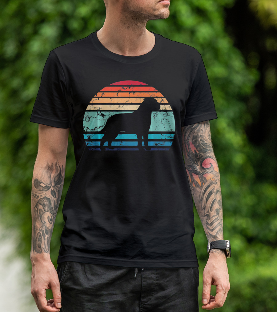 Vintage Bullmastiff Dog Lovers Retro Sunset Stripes T-Shirt