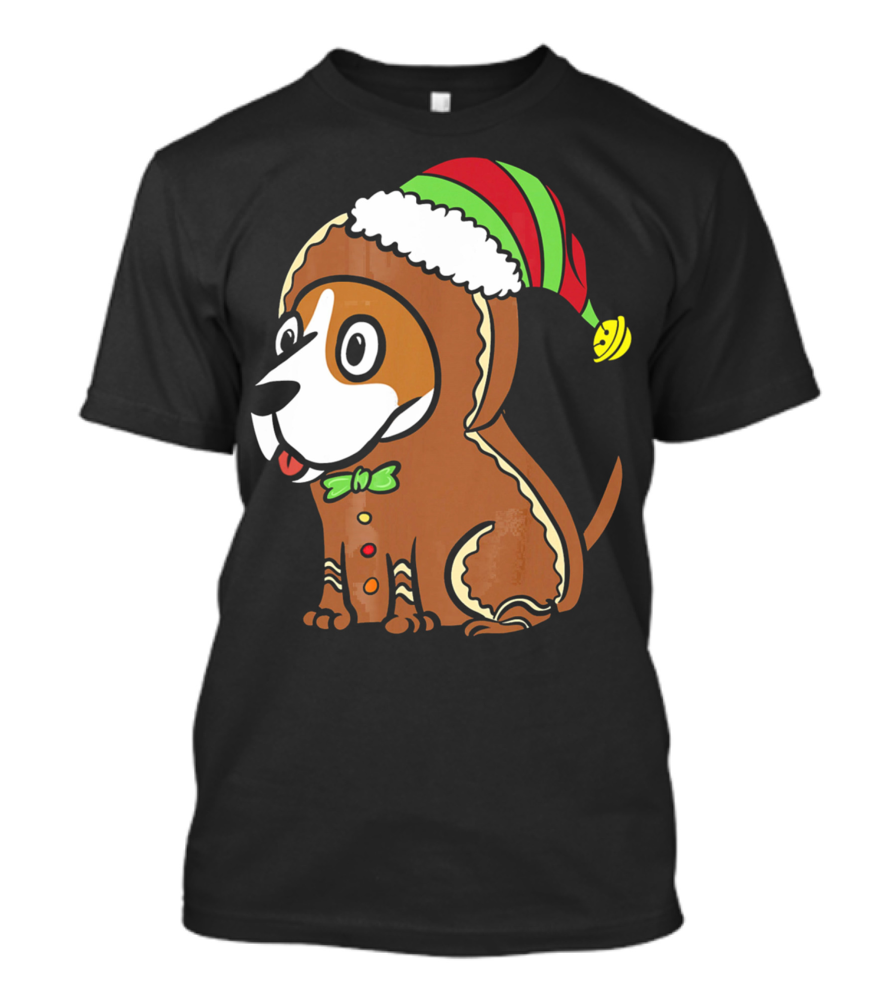 Basset Hound Gingerbread Man Costume Christmas Hat T-Shirt
