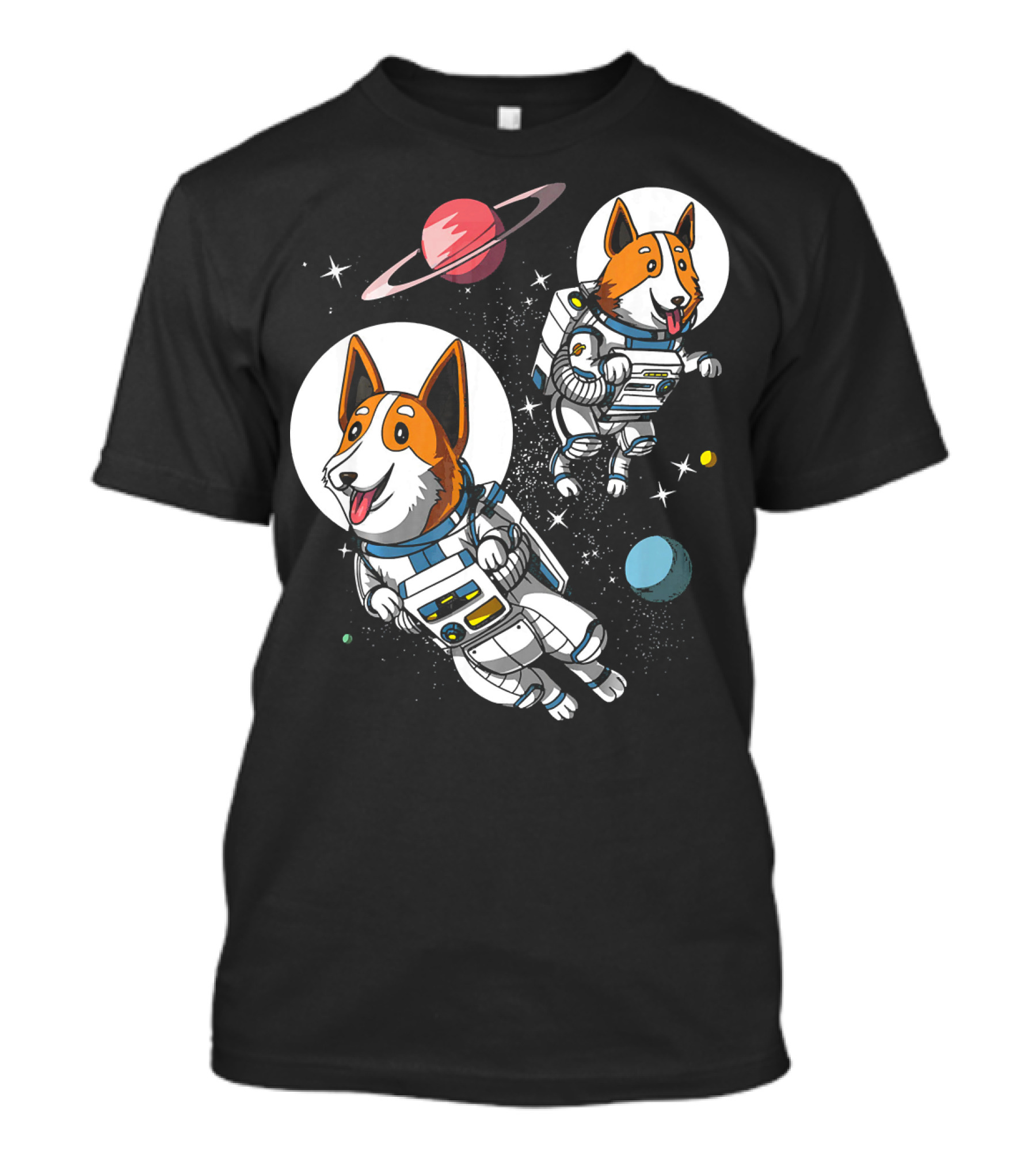 Space Corgi Dog Astronauts Cool Planets Stars T-Shirt
