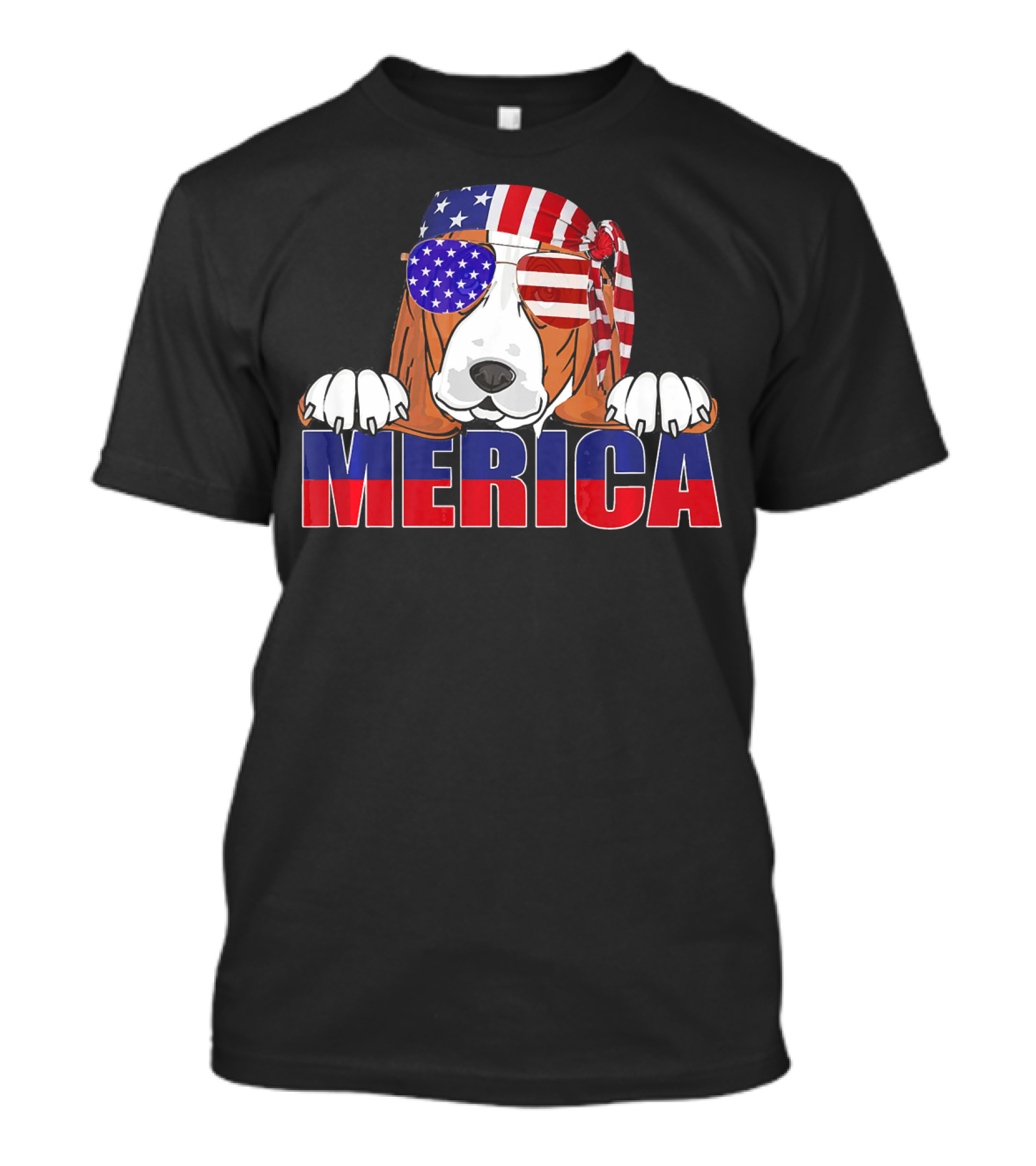 4TH OF JULY AMERICA HAPPY BIRTHDAY 'MERICA BASSE FLAG BANDANA DOG SUNGLASSES T-Shirt