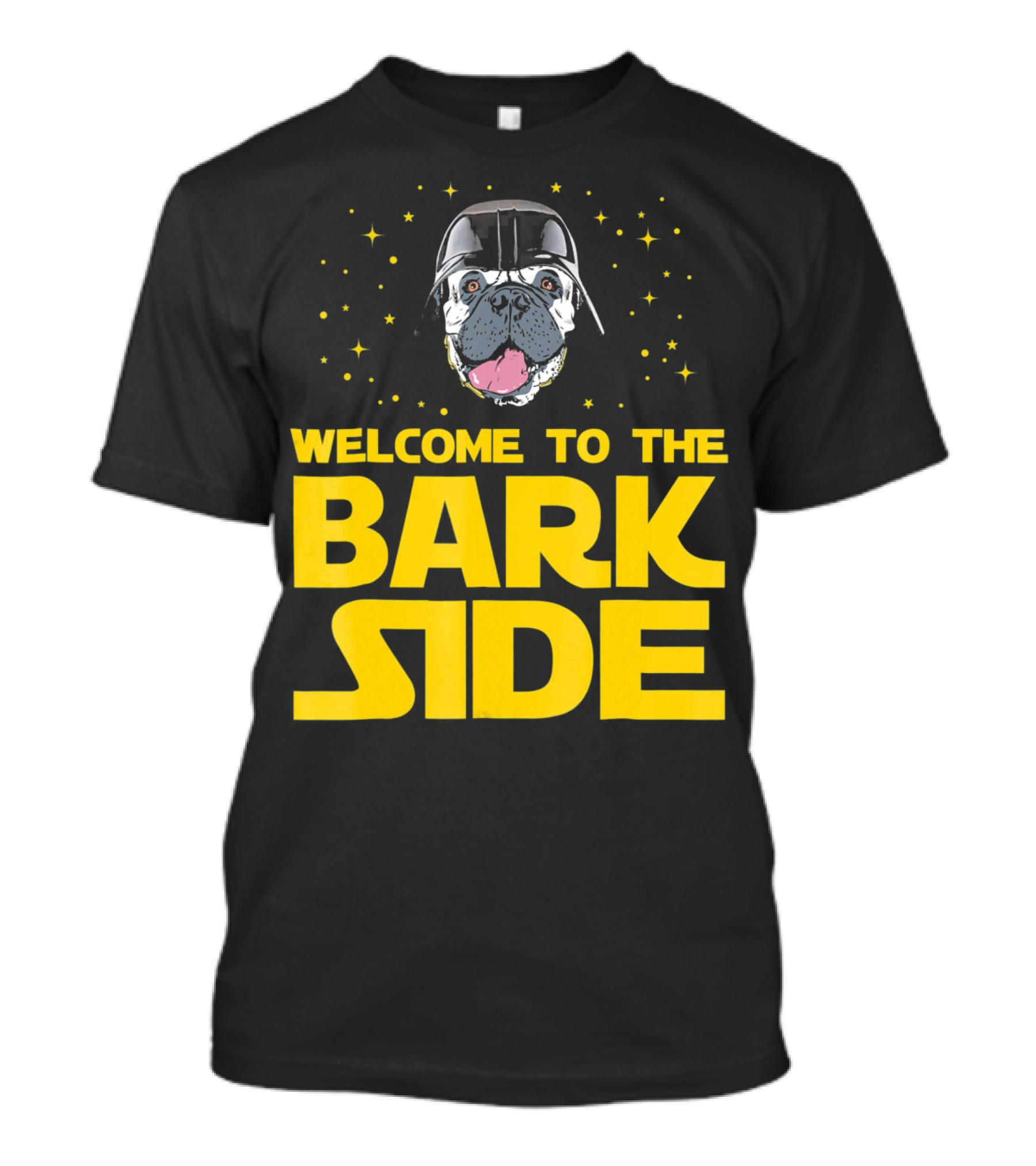 Welcome To The Bark Side Bullmastiff In Space Helmet Surrounded By Stars T-Shirt