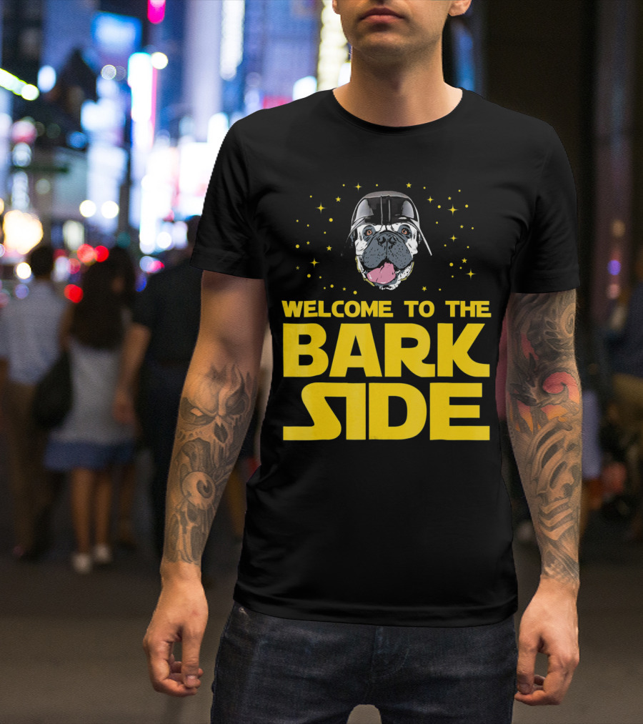 Welcome To The Bark Side Bullmastiff In Space Helmet Surrounded By Stars T-Shirt