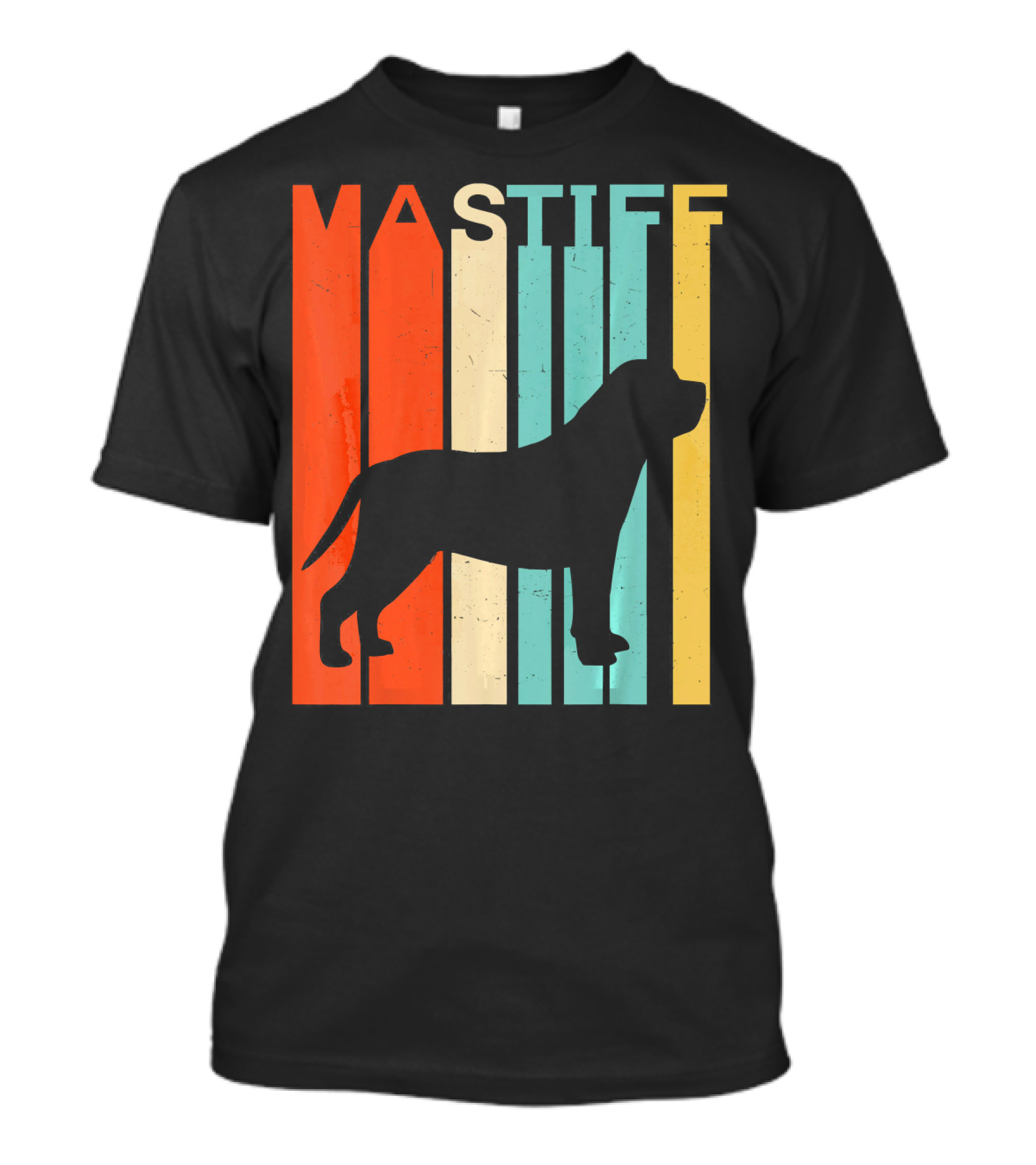 Retro Vintage Mastiff Silhouette Color Stripes T-Shirt