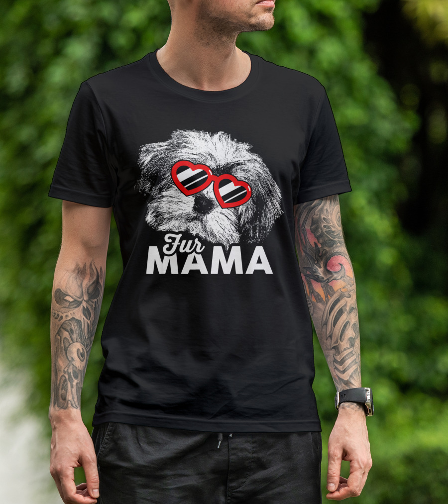 Fur Mama Havanese With Heart Sunglasses T-Shirt