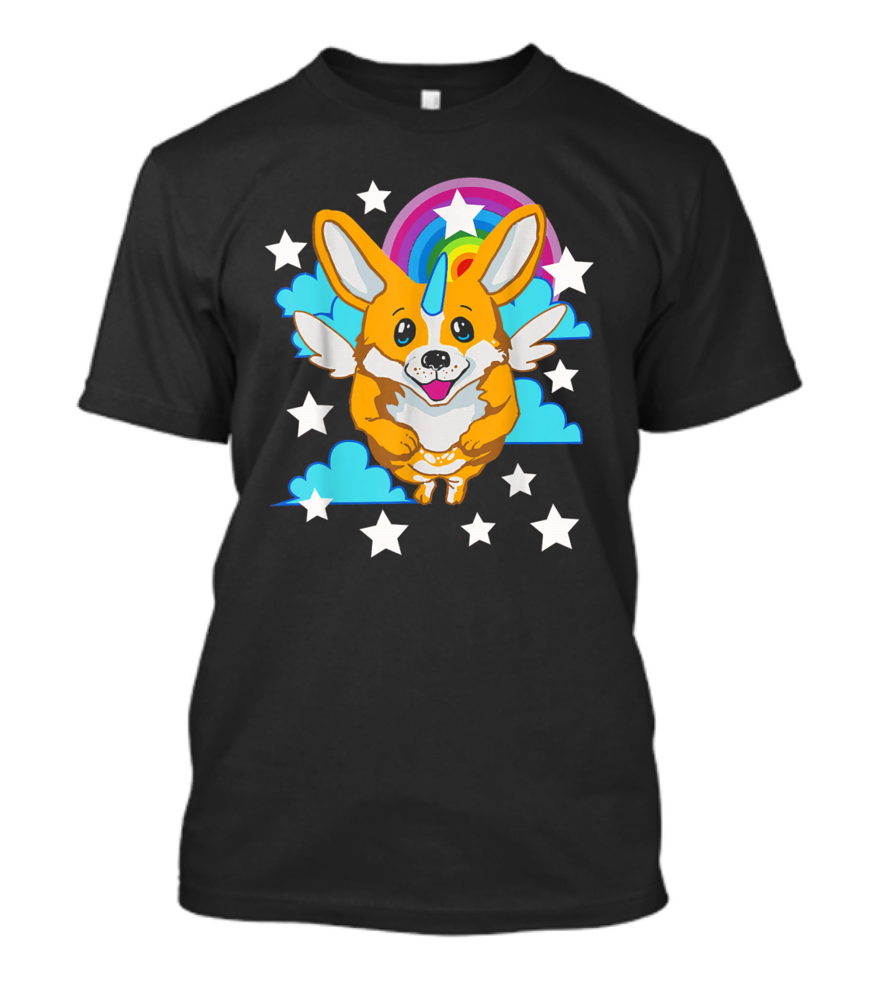 Unicorg Funny Unicorn Corgi Dog With Rainbow And Stars T-Shirt