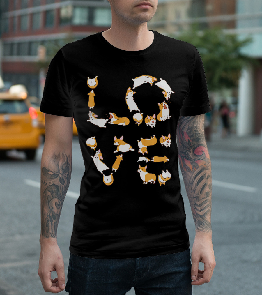 Corgi Alphabet Cuteness Spells Love With Adorable Corgi Love T-Shirt