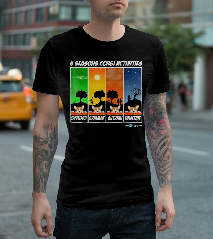 4 Seasons Corgi Activities Spring Summer Autumn Winter Toon Typhoon T-Shirt