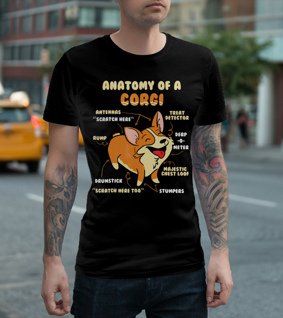 Anatomy Of A Corgi Antennas Treat Detector Derp-O-Meter Majestic Chest Loaf Rump Drumstick Stumpers T-Shirt