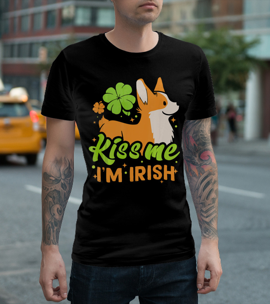 Kiss Me I'm Irish Corgi T-Shirt
