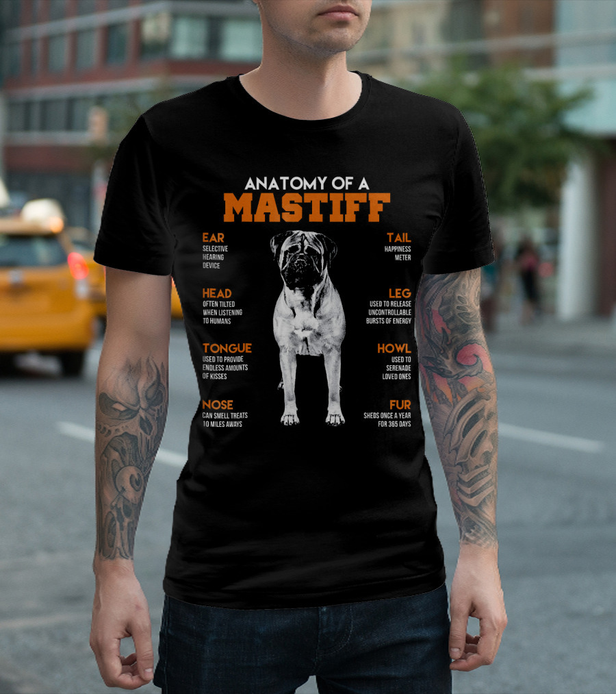 Anatomy Of A Mastiff Ear Head Tongue Nose Tail Leg Howl Fur T-Shirt