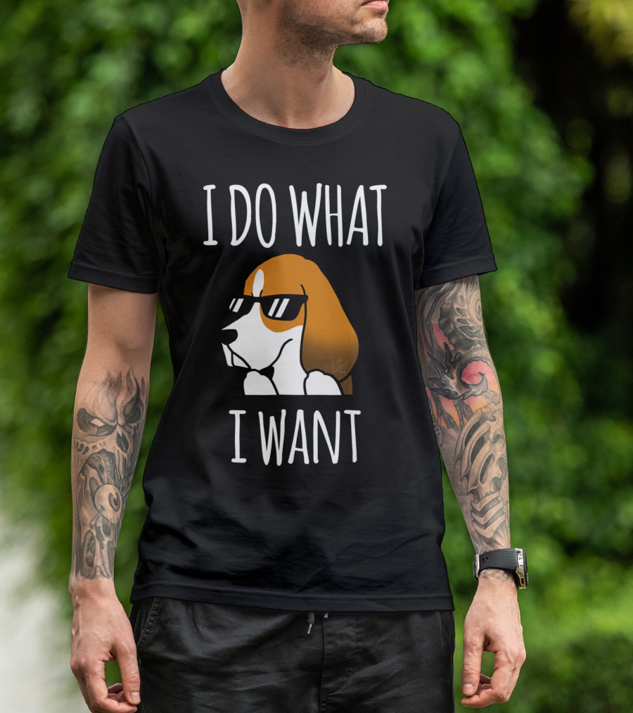 I Do What I Want Basset Hound Wearing Sunglasses T-Shirt