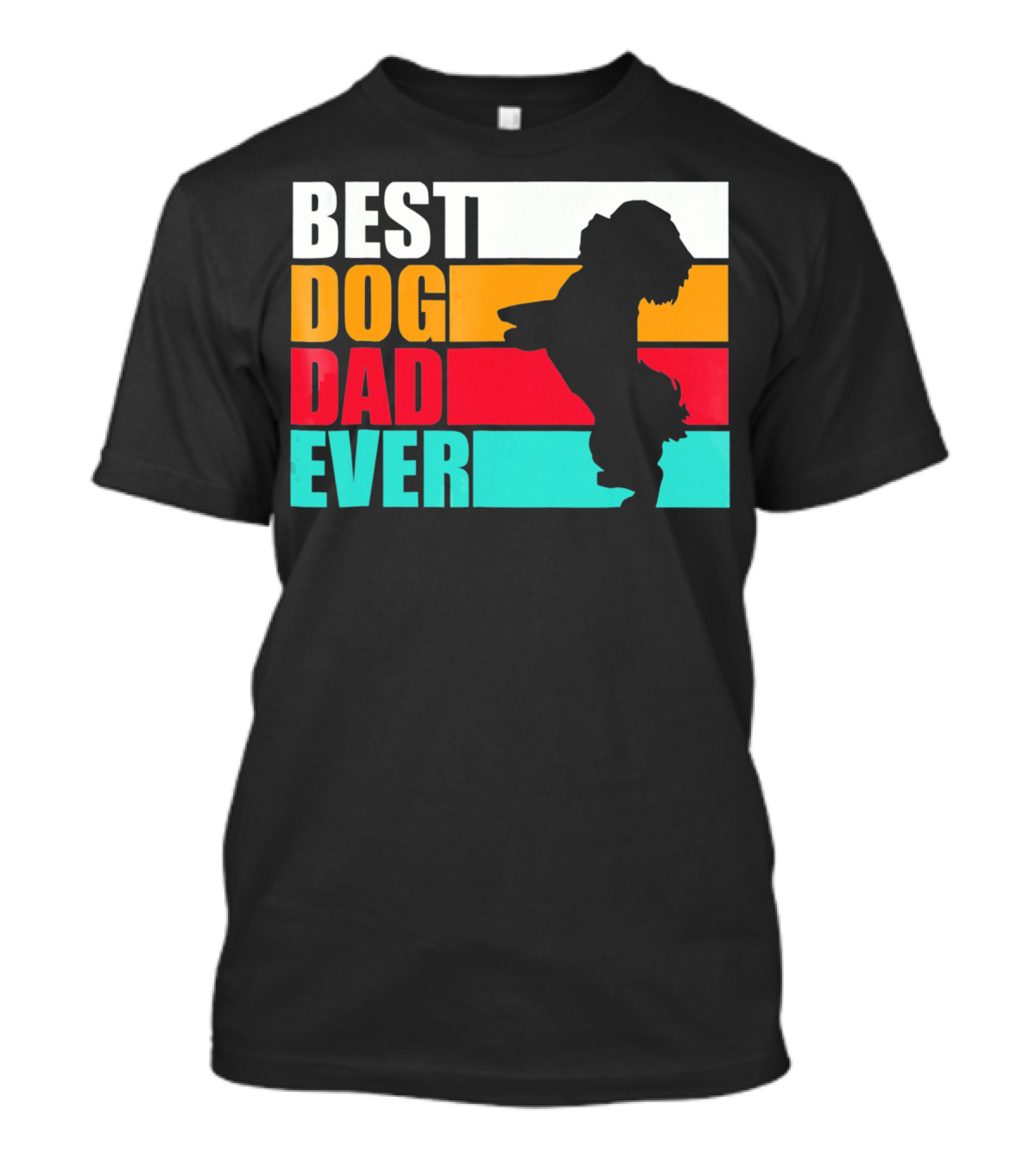 Best Dog Dad Ever Havanese Silhouette Retro Stripes T-Shirt