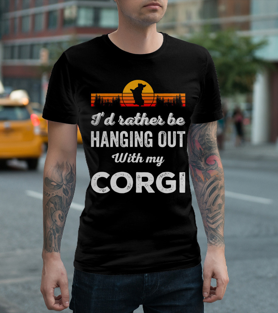 I'd Rather Be Hanging Out With My Corgi Retro Vintage T-Shirt