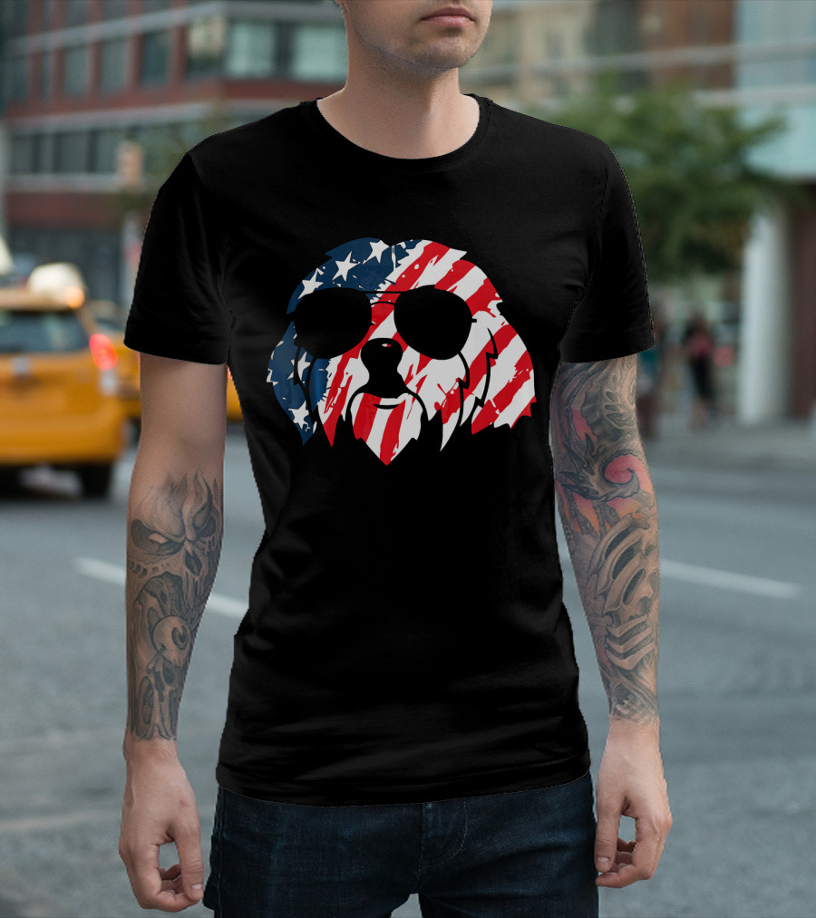 Havanese Dog With American Flag Sunglasses For 4th Of July T-Shirt