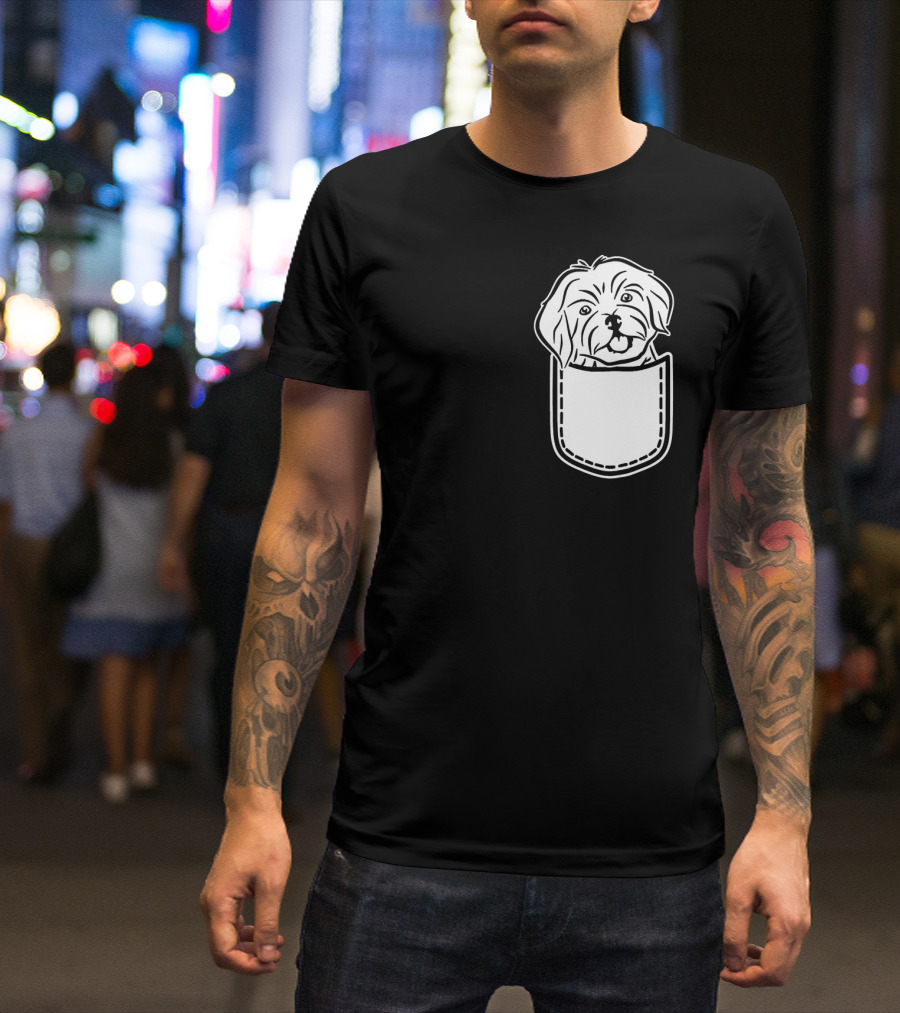 Havanese Dog In Pocket Peeking Out T-Shirt