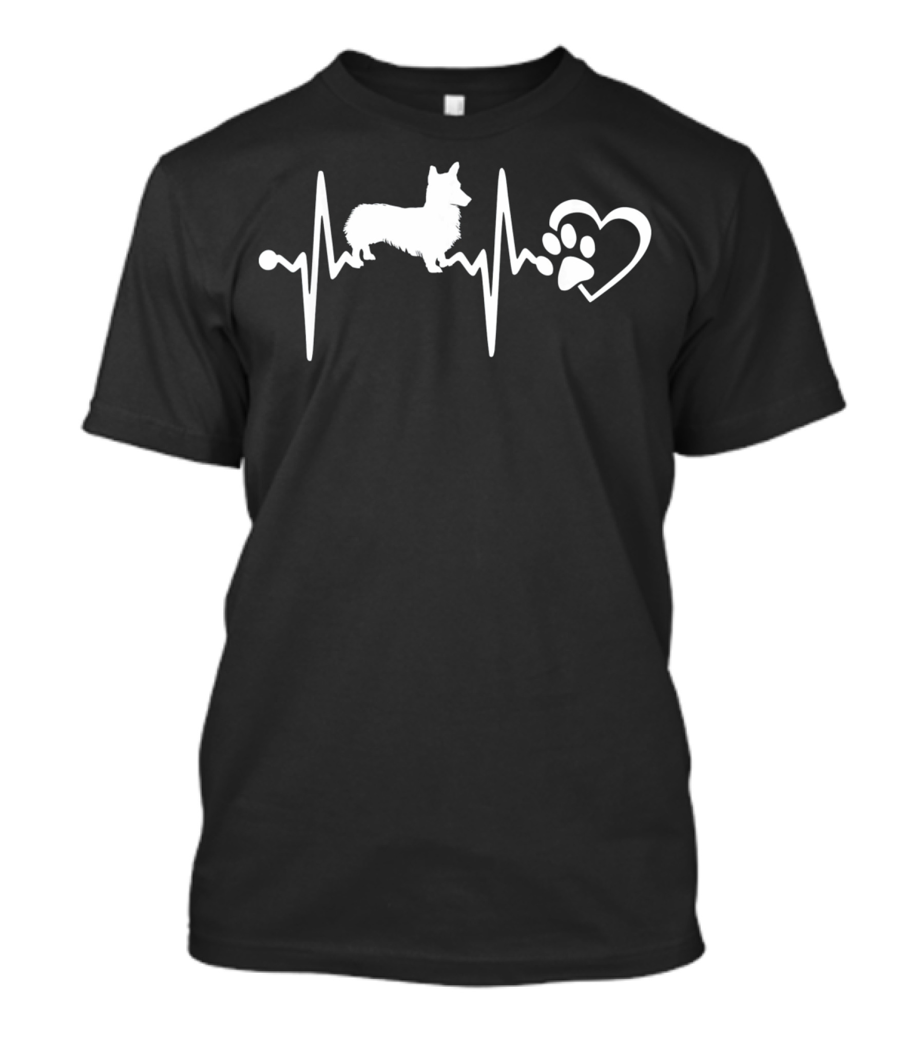 Pembroke Welsh Corgi Dog Heartbeat Paw Heartbeat Line T-Shirt