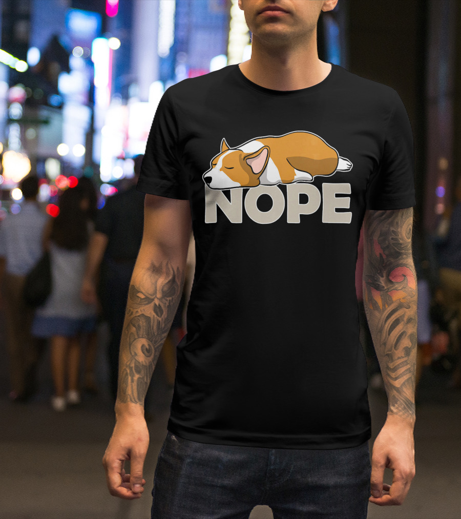 Nope Lazy Corgi Sleeping Cartoon T-Shirt