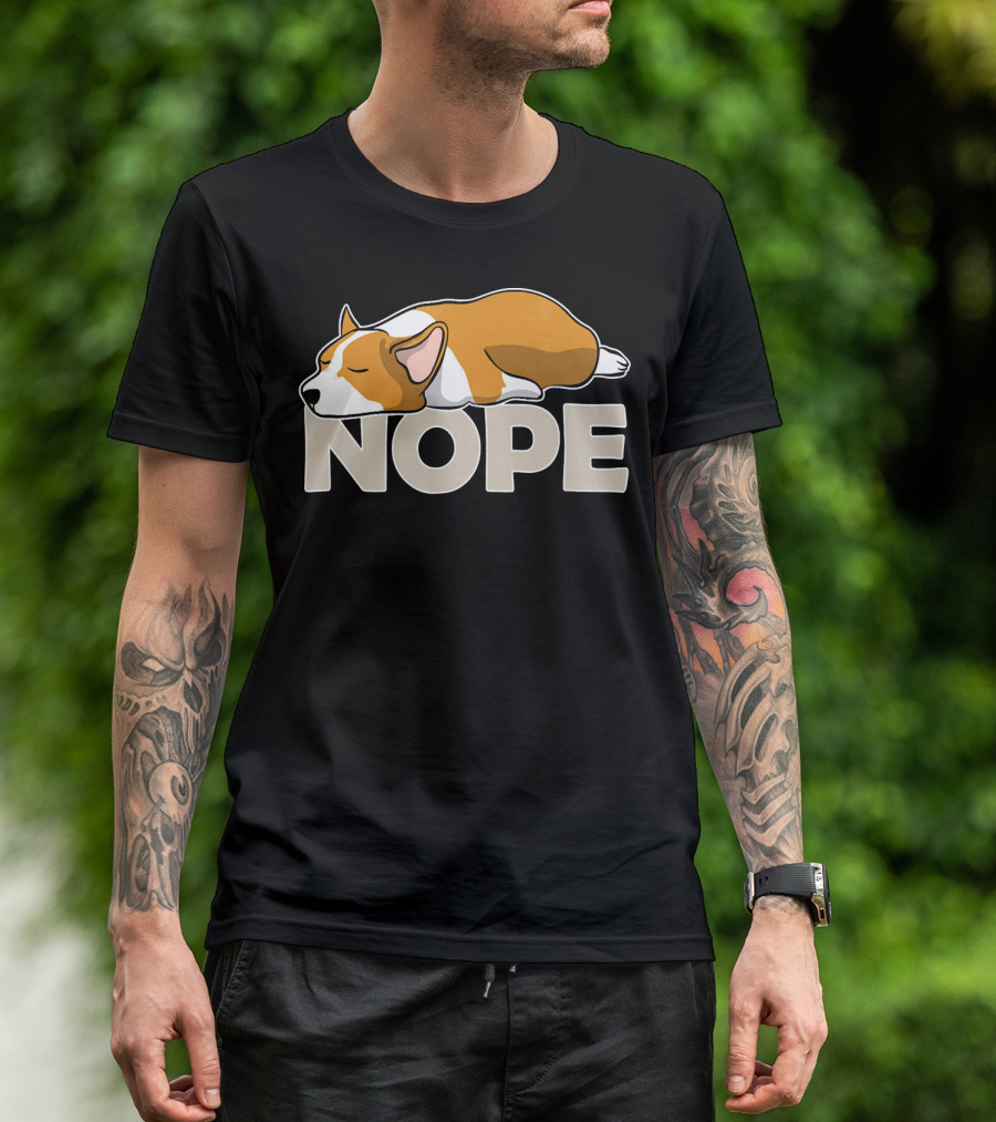 Nope Lazy Corgi Sleeping Cartoon T-Shirt
