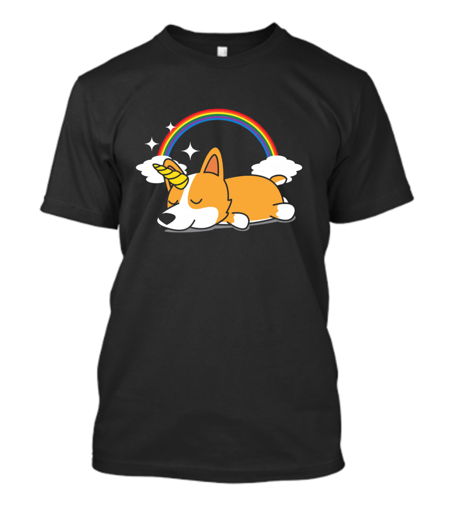Unicorn Corgi Rainbow Sleeping Dog Fantasy Magic T-Shirt