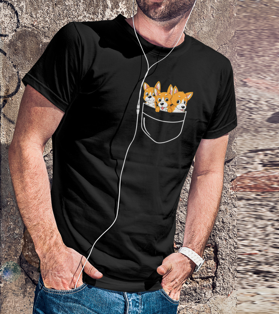 Welsh Corgi Lovers Pocket Trio T-Shirt
