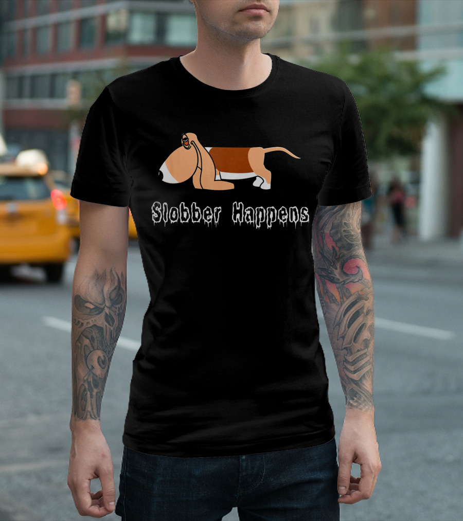 Slobber Happens Droopy Basset Hound Adorable T-Shirt