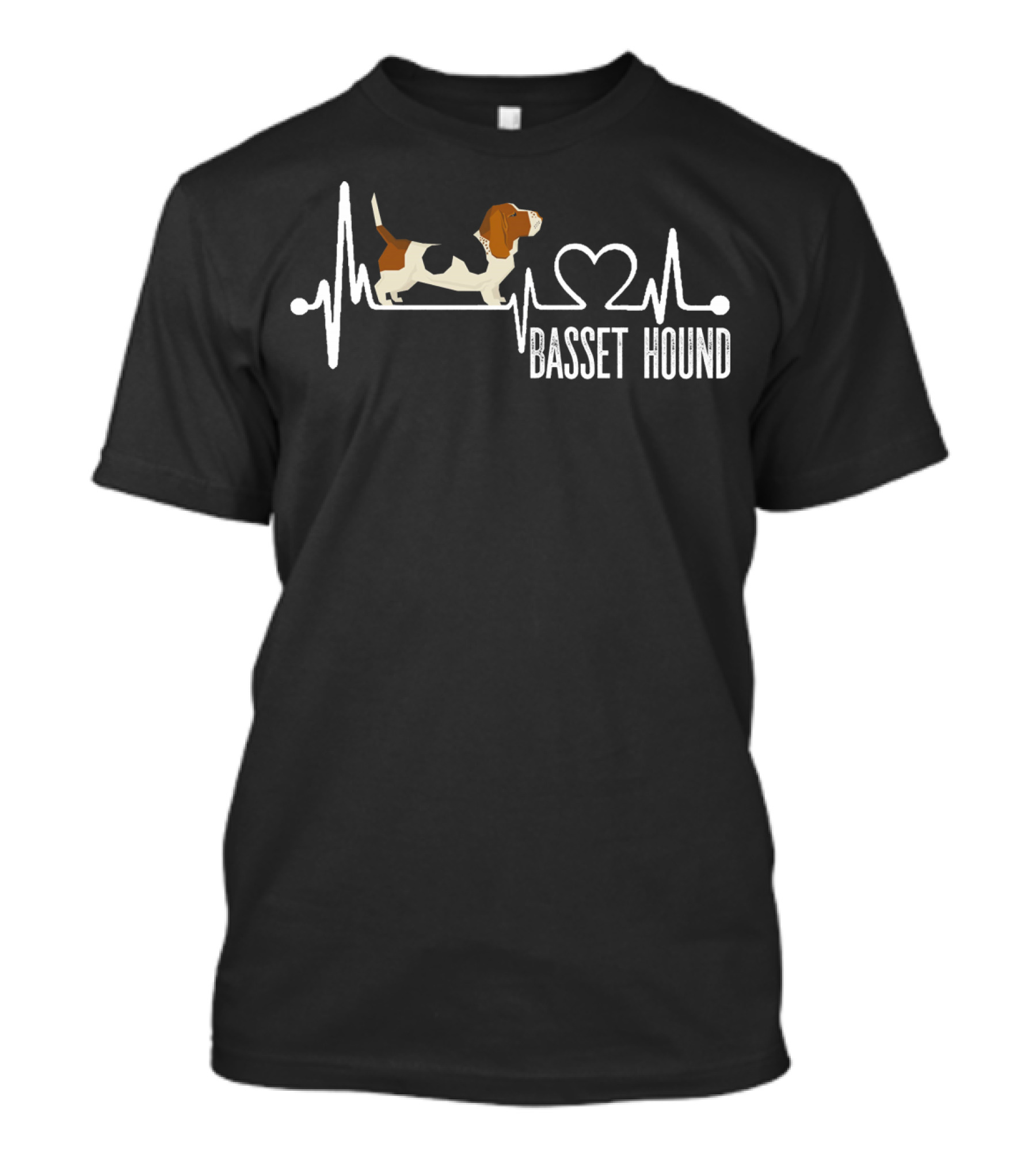 Basset Hound Heartbeat With Dog And Heartbeat Line T-Shirt