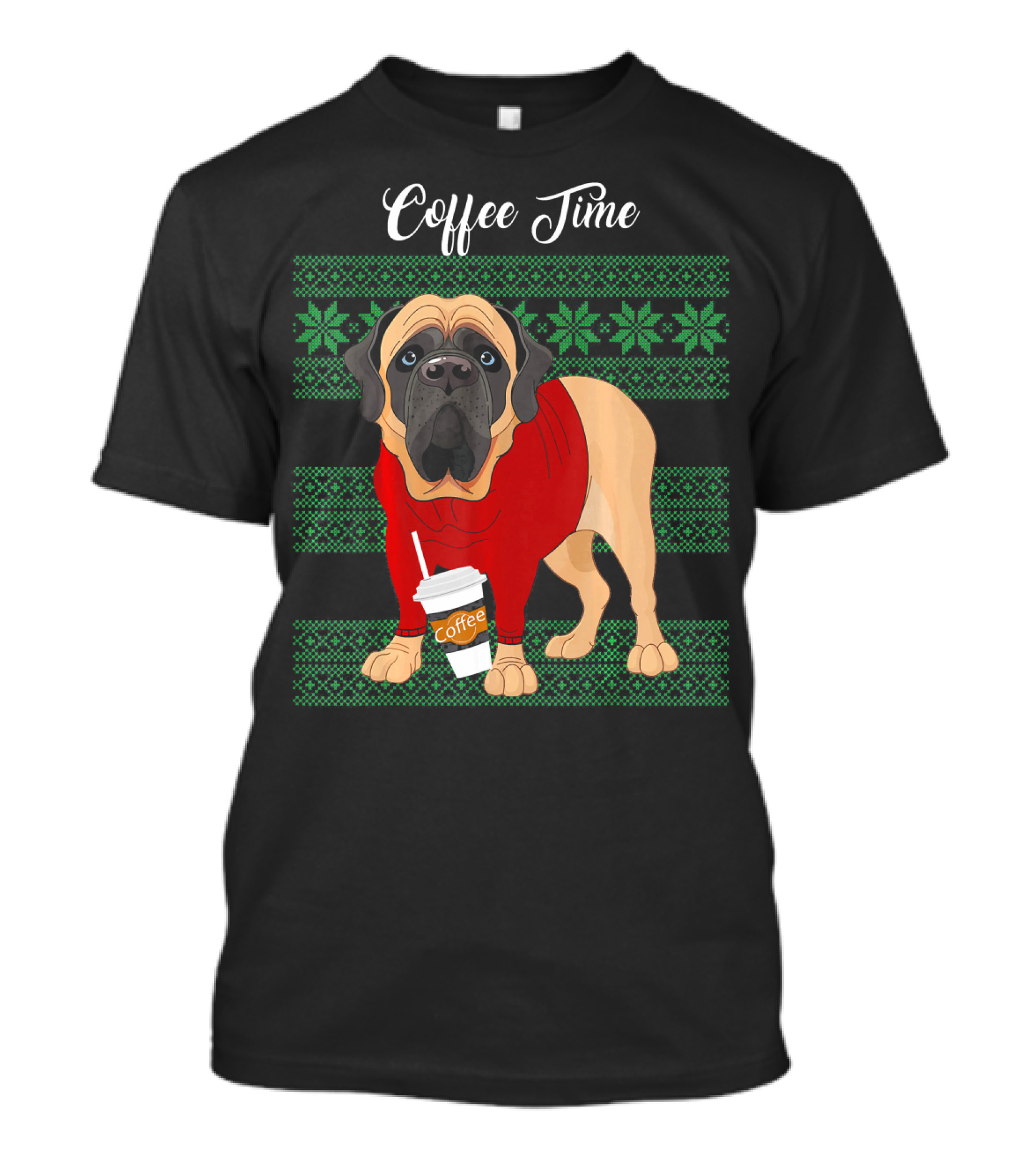 English Mastiff Christmas Coffee Time Sweater Dog T-Shirt