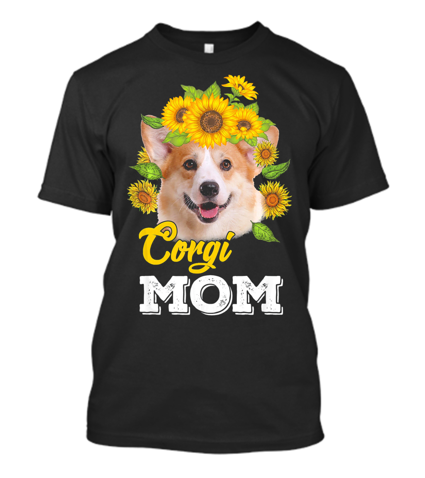 Corgi Mom Sunflower Headpiece Cute Dog Face T-Shirt