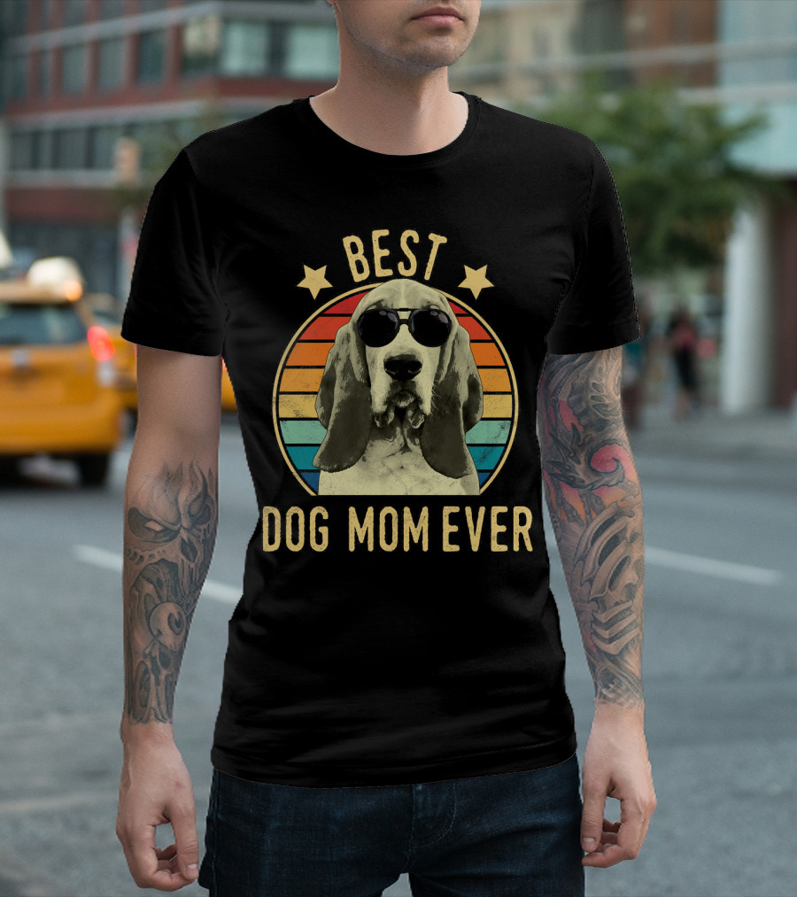 Best Dog Mom Ever Basset Hound Retro Sunglasses T-Shirt
