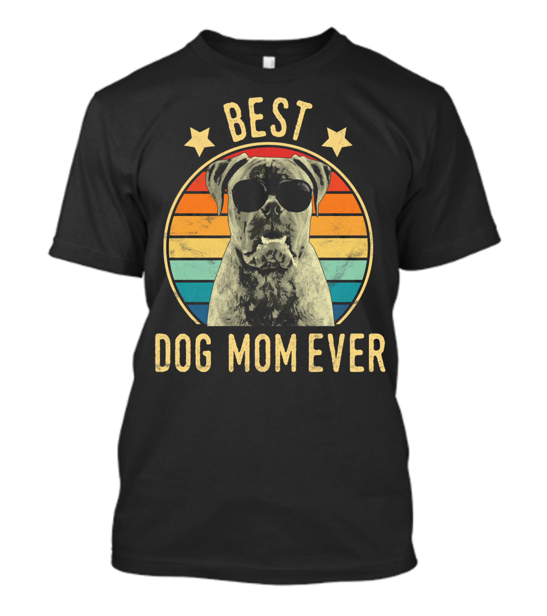 Best Dog Mom Ever Bullmastiff Retro Style Stars T-Shirt