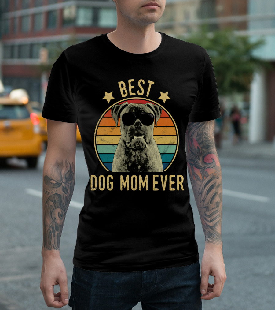 Best Dog Mom Ever Bullmastiff Retro Style Stars T-Shirt
