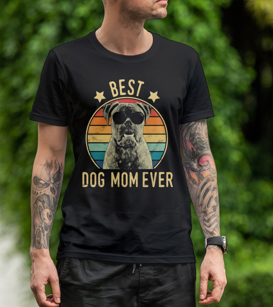 Best Dog Mom Ever Bullmastiff Retro Style Stars T-Shirt
