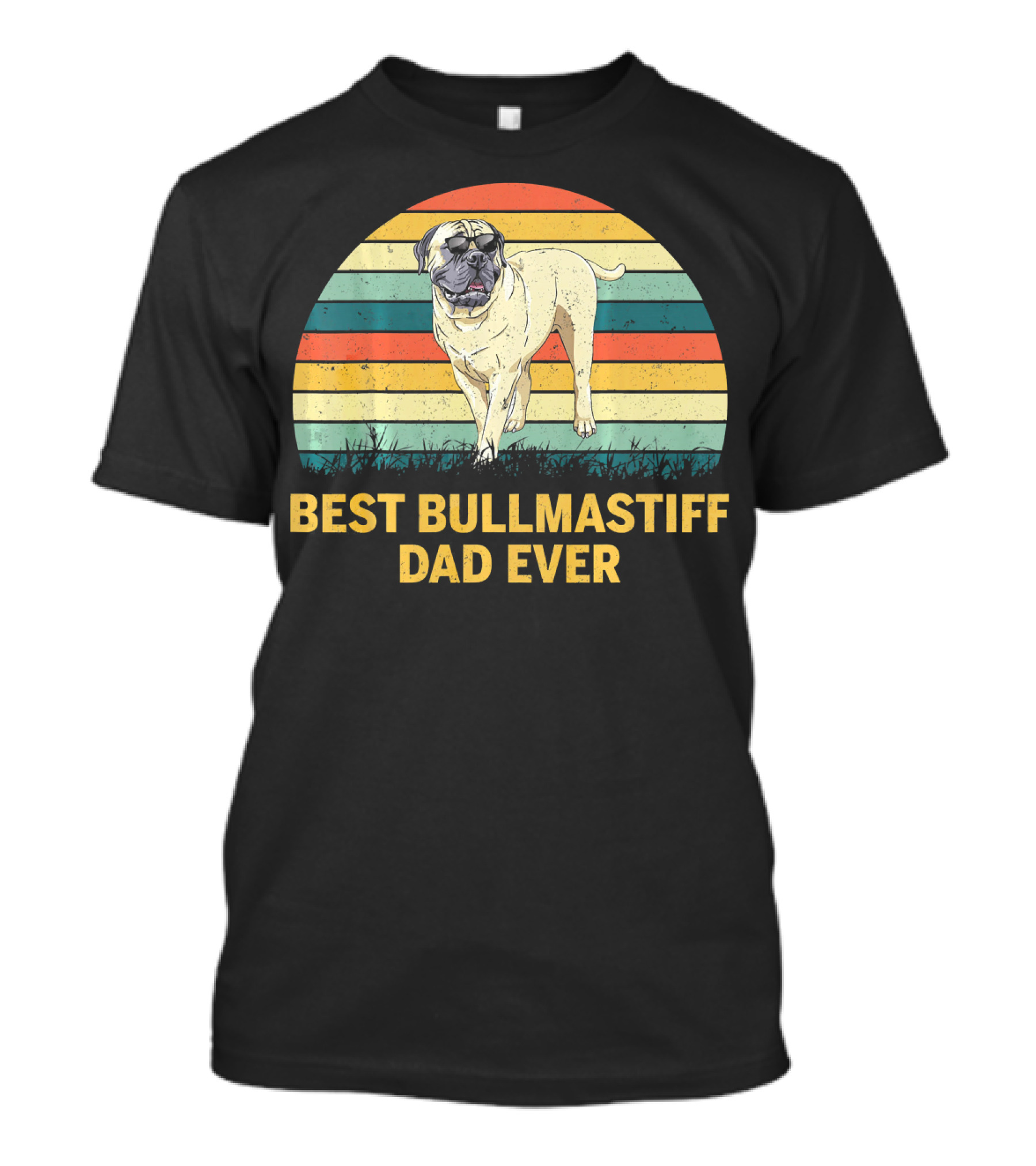 Best Bullmastiff Dad Ever Retro Sunset T-Shirt